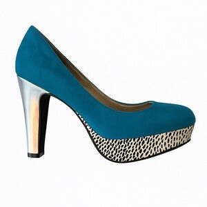 Jellypop Teal/Silver Platform Heels